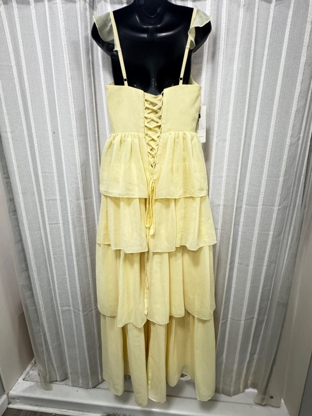 Sunshine Yellow Tiered Ruffle‎ Corset Women’s Formal Dress Size S/M NWT - Picture 5 of 10